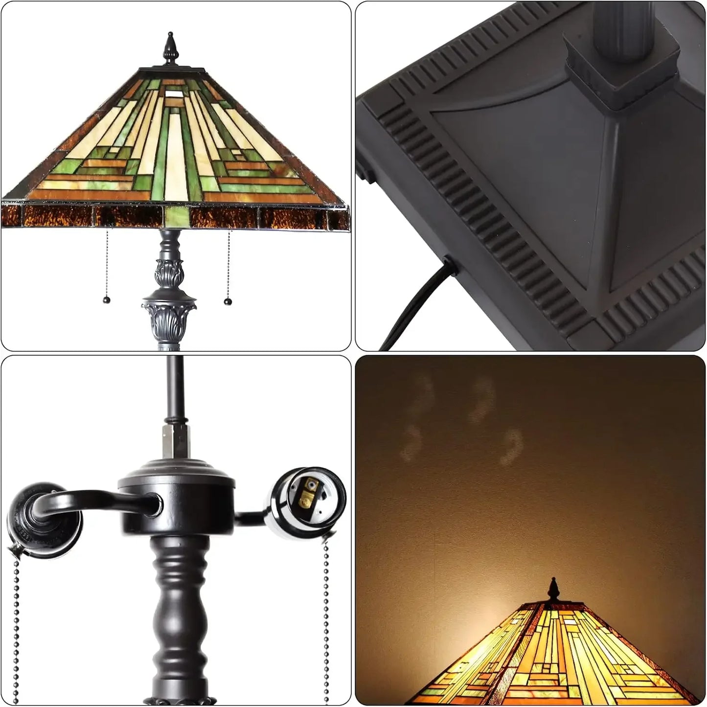 Tiffany Stained Glass Floor Lamp 2-Light Antique Style