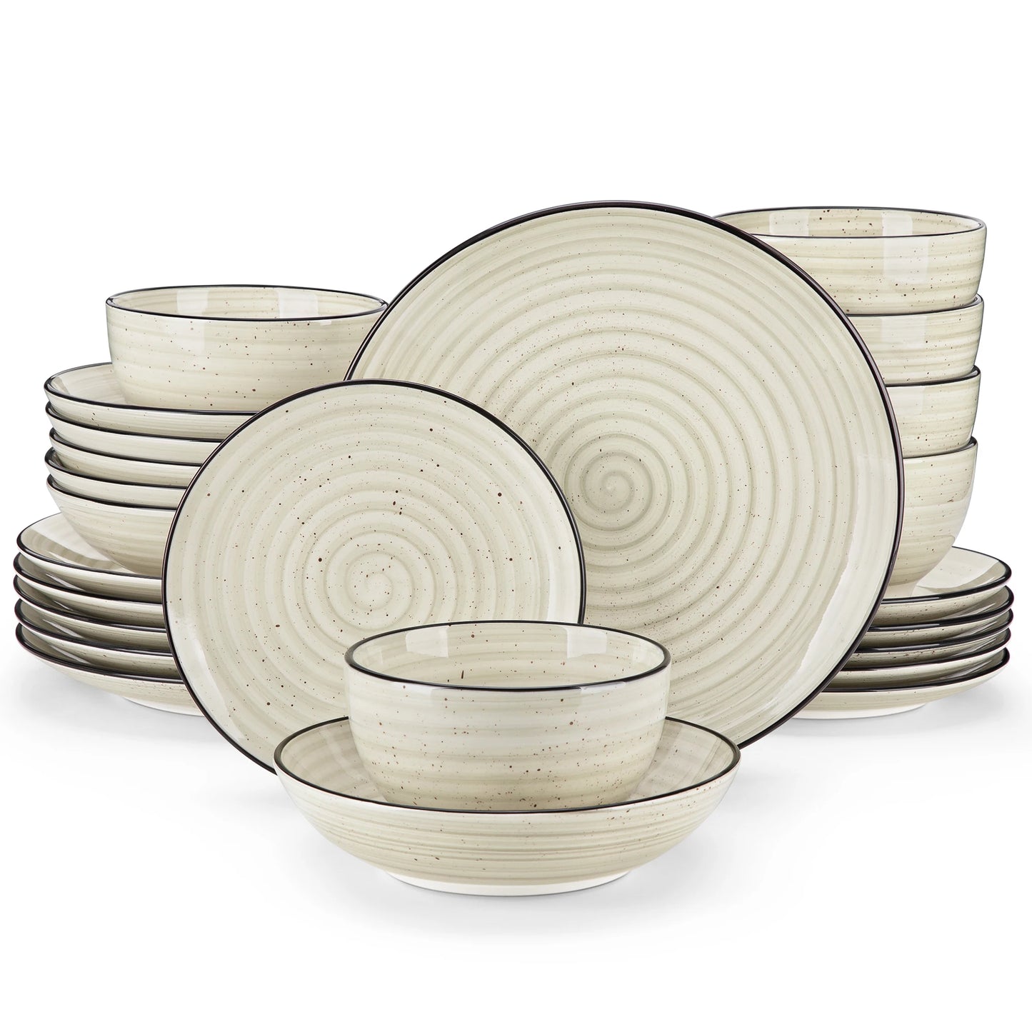 MALACASA 24/48 Piece Ceramic Dinnerware Set Handpainted Spiral