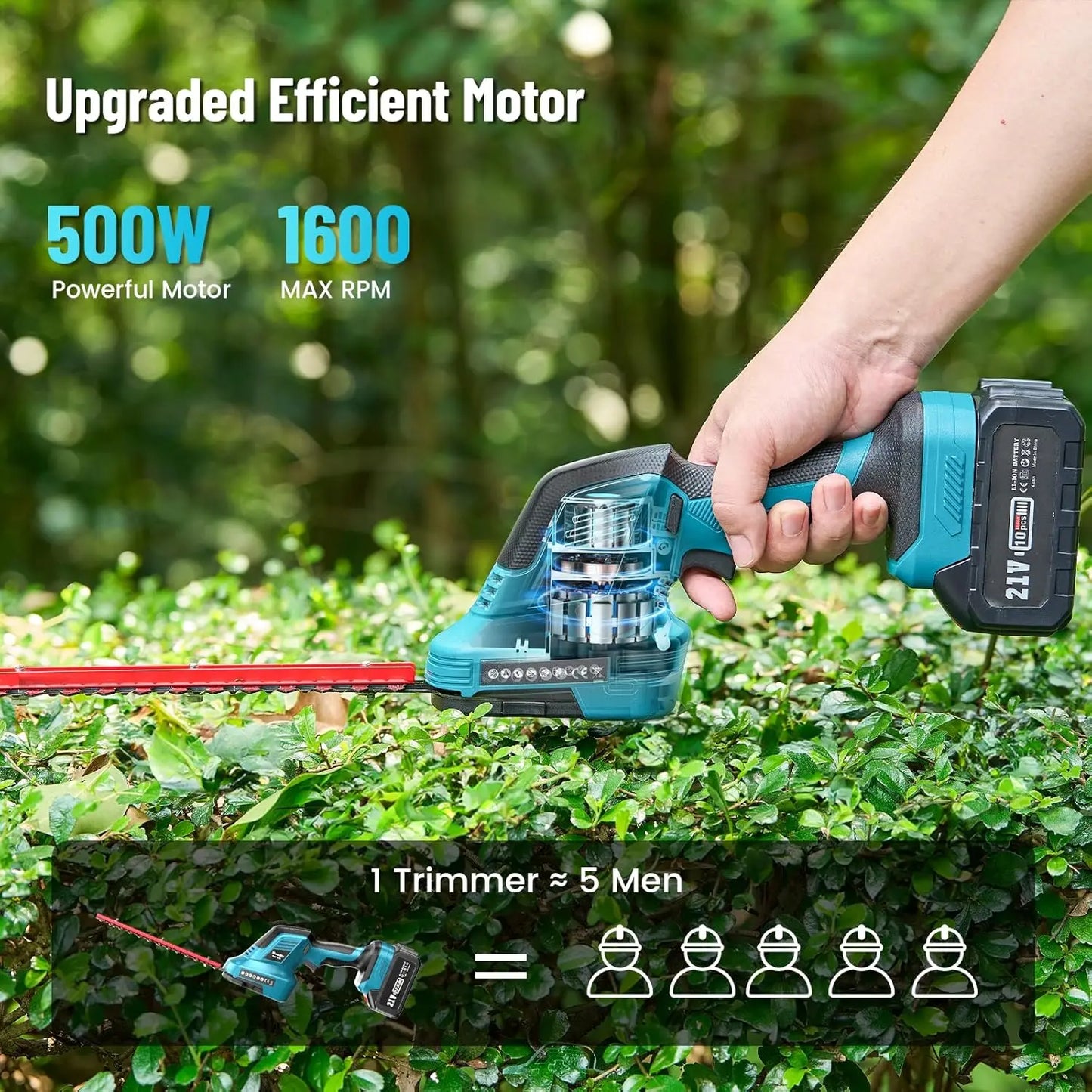 Seesii 3-in-1 Cordless Pole Hedge Trimmer