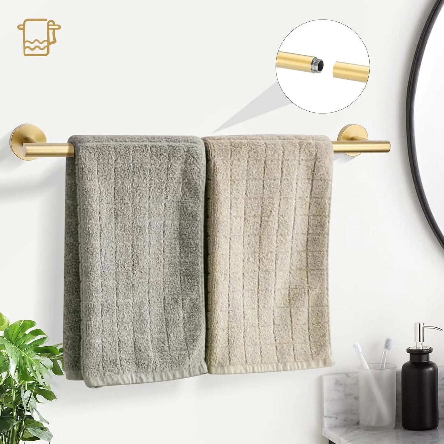 5 Piece Bath Hardware Set Stainless Steel Towel Bar Rack