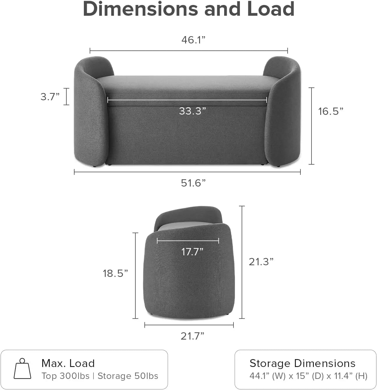 Ottoman Storage Bench for Entryway and Window Seating