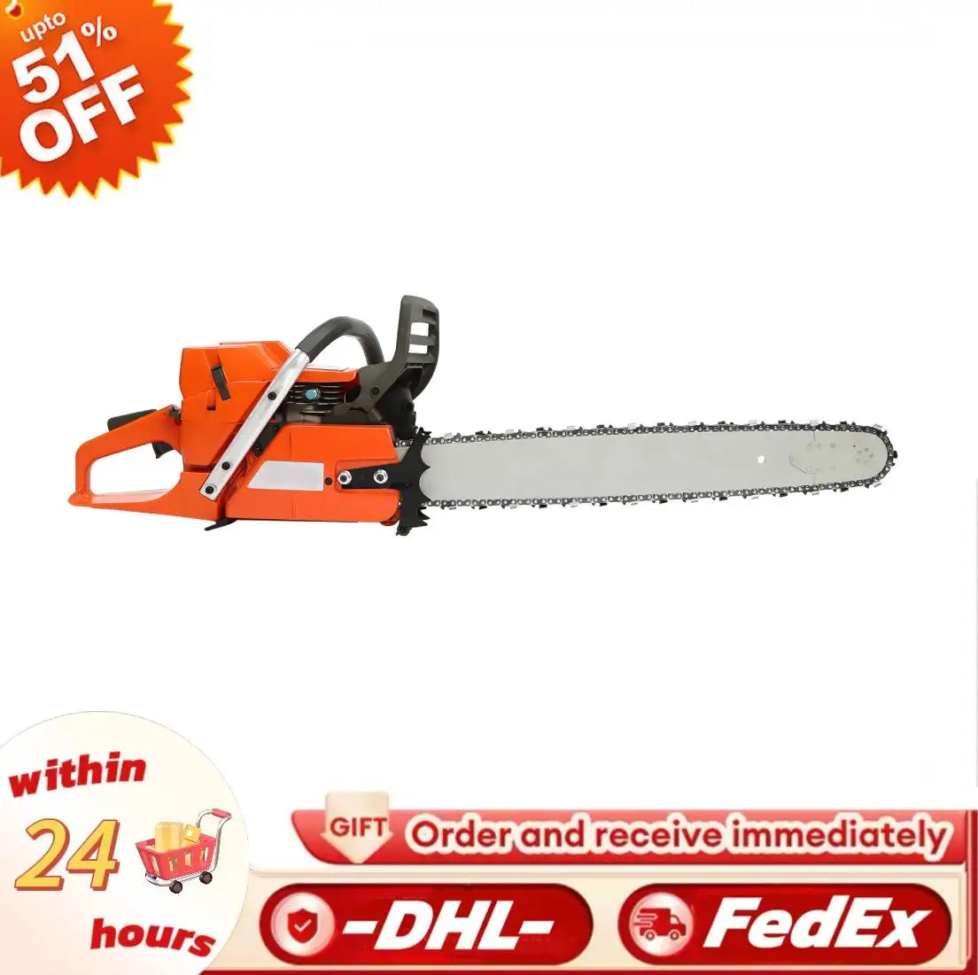 Gasoline Chainsaw 65cc 72cc Two Cycle Farm Wood Cutting