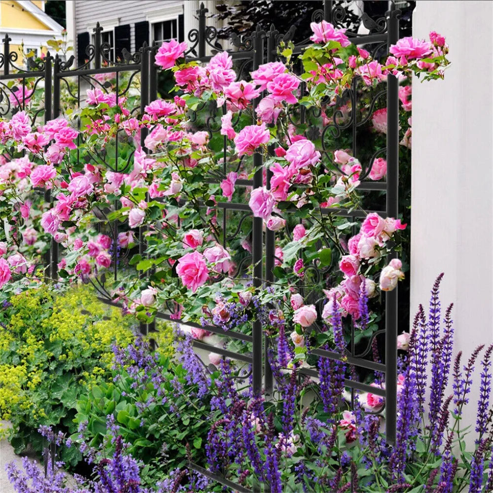 Durable Metal Garden Trellis Fence for Climbing Plants Lattice