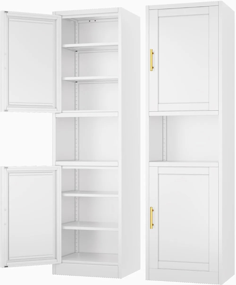 Tall Narrow Storage Cabinet With 4 Adjustable Shelves For Home