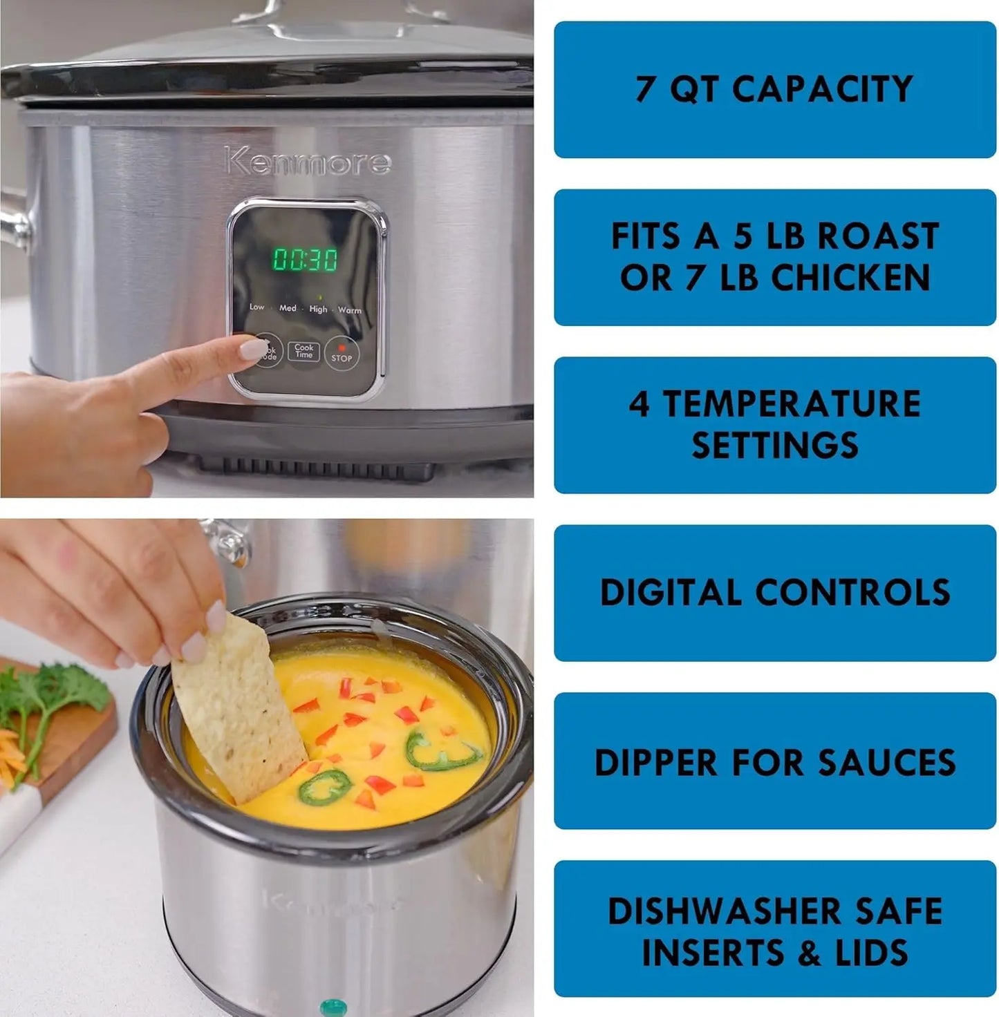 Kenmore Slow Cooker Programmable Crock Pot Digital Control