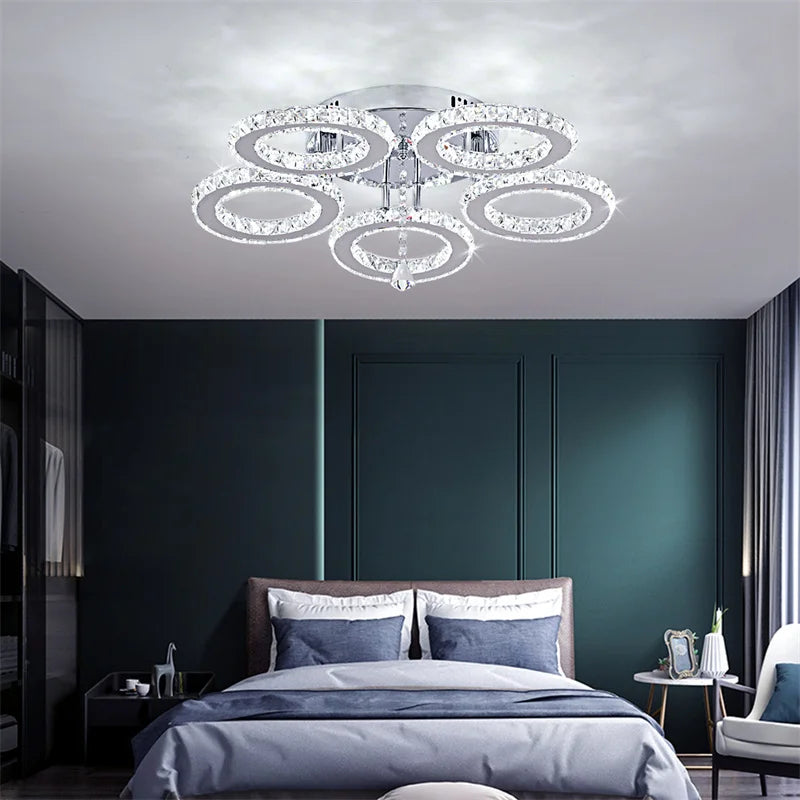 GreeLustr LED Crystal Ring Pendant Light Ceiling Lamp