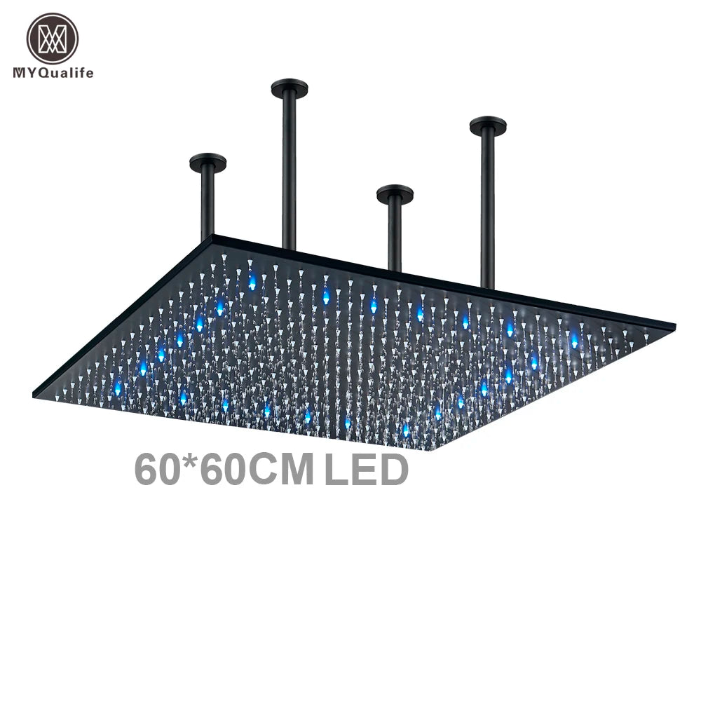 MYQualife LED Rainfall Shower Head With Changing Lights Ceiling Mounted