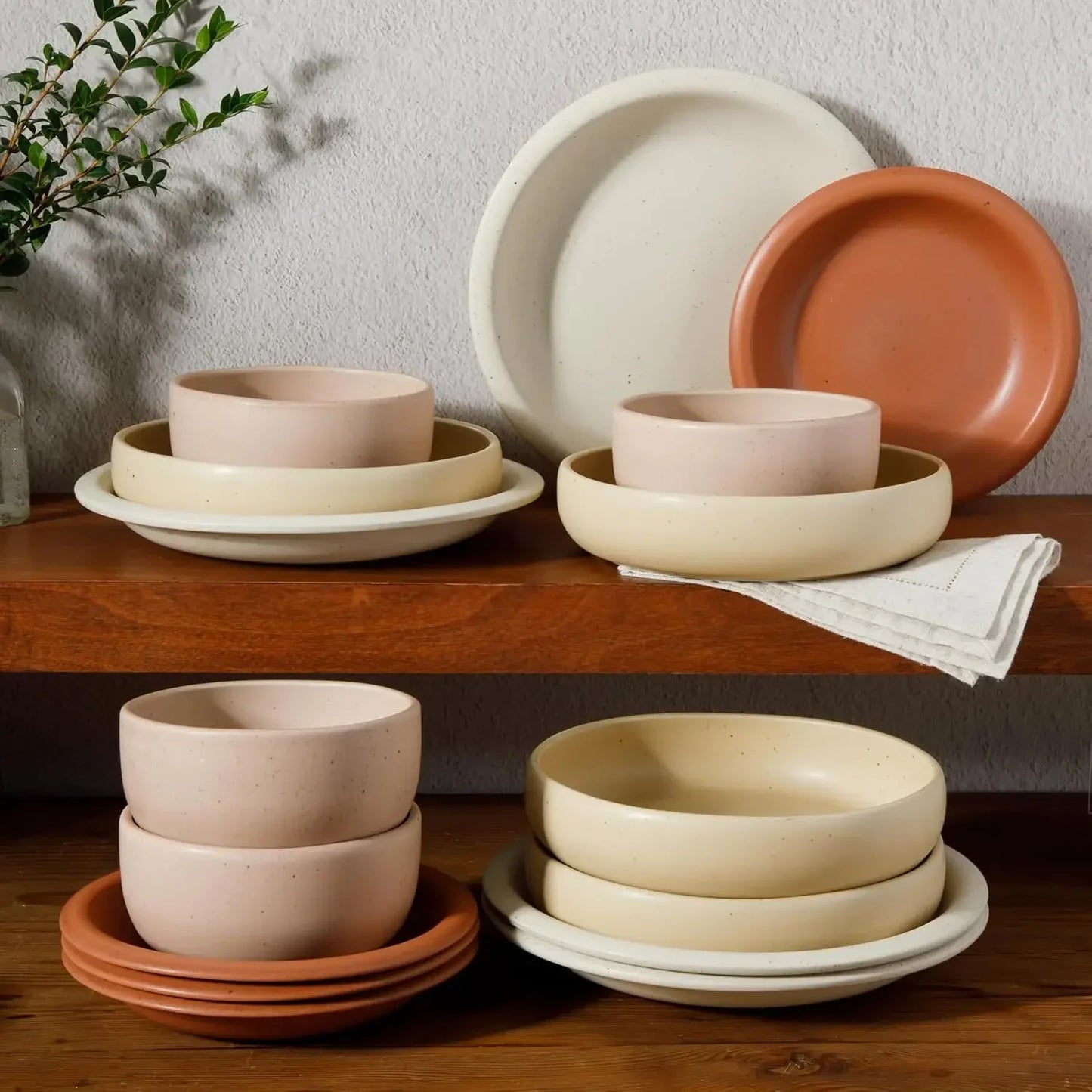 Corsica Clay Stoneware Dinnerware Set With Reactive Glaze