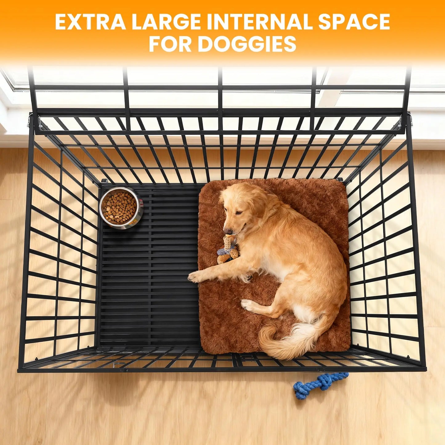 HiMISS Heavy Duty Escape-Proof Metal Dog Crate With 3-Doors