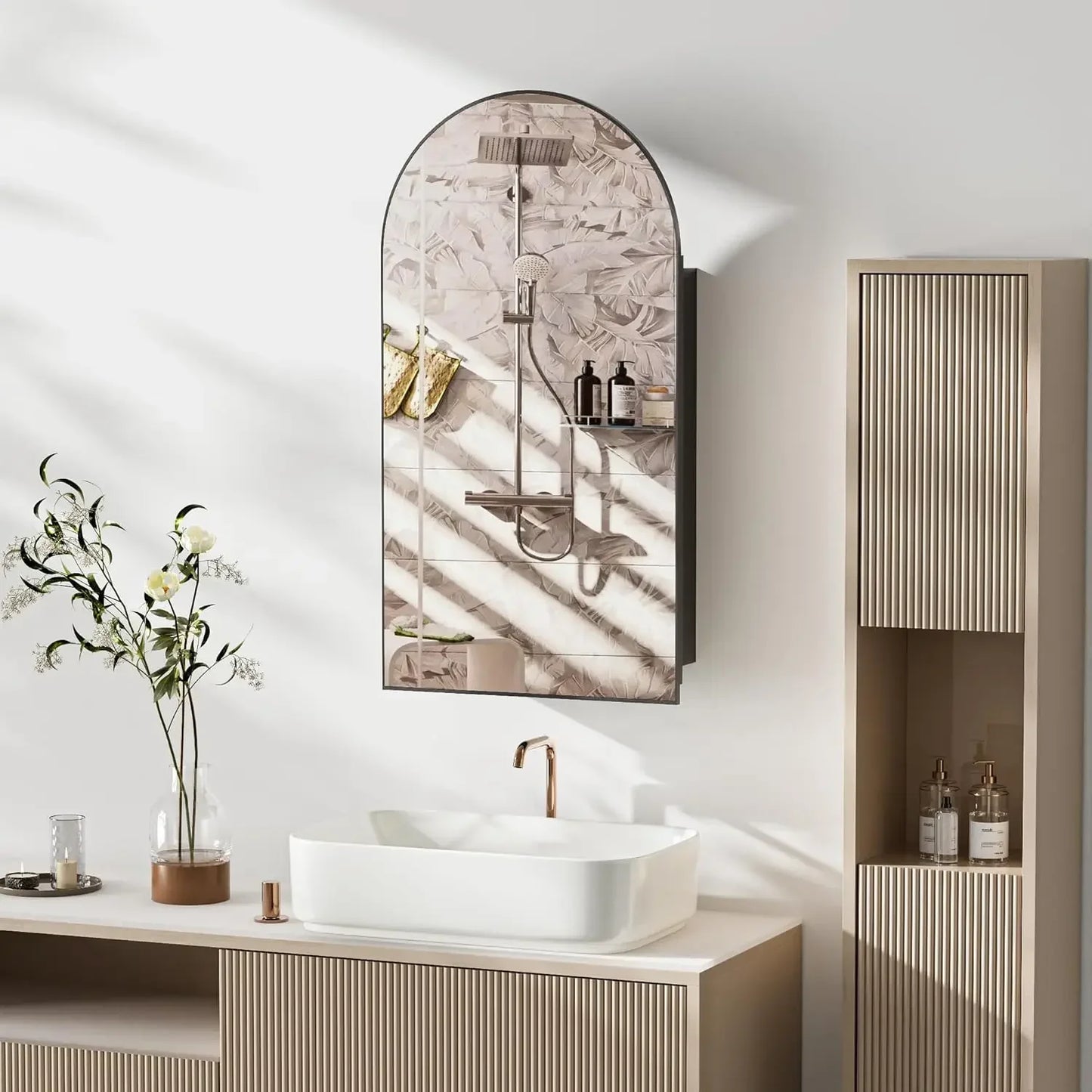 Bathroom Medicine Cabinet With Mirror Wall Mounted Adjustable Shelves