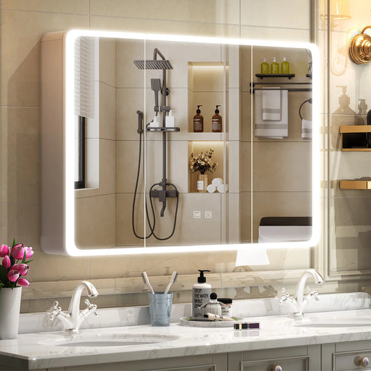 Onesaimei LED Bathroom Medicine Cabinet Mirror 2 Doors
