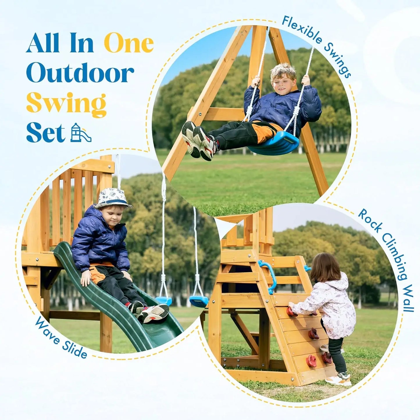Rolife Robotime Robud Wooden Swing Set With Dual Swings Fort