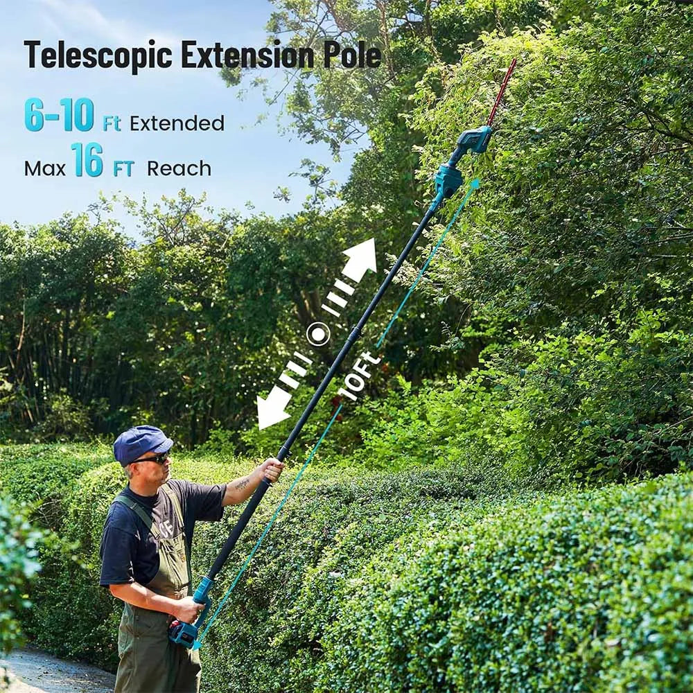 Seesii 3-in-1 Cordless Pole Hedge Trimmer
