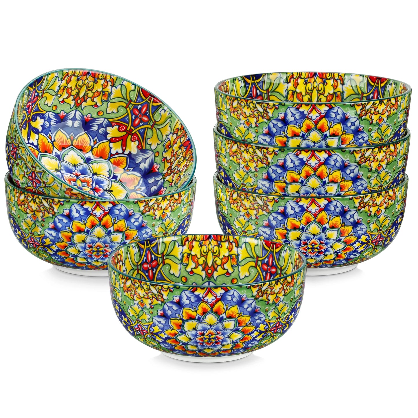 Malacasa Floral Bohemian Ceramic Porcelain Cereal Bowls Set