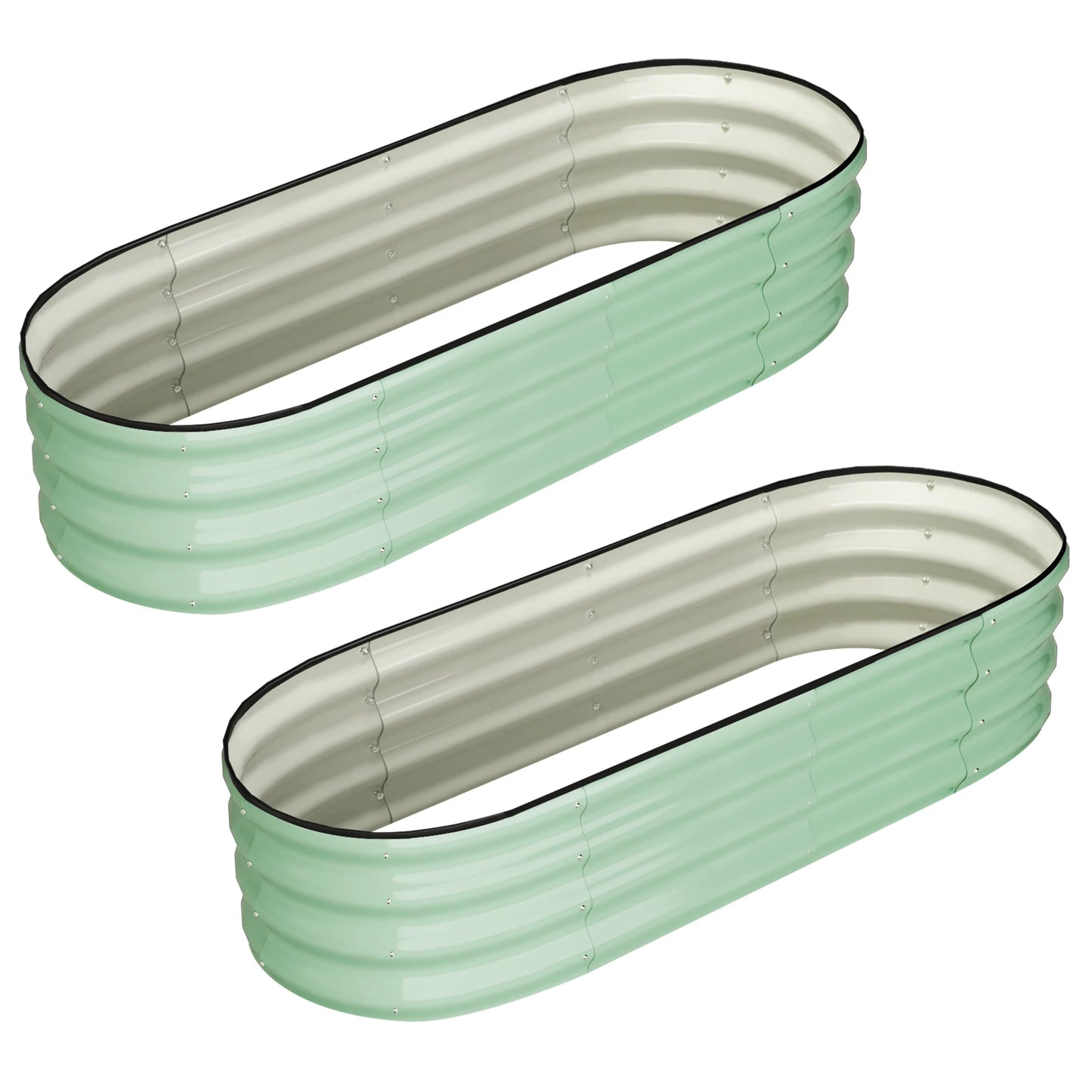 HiMISS Oval Galvanized Raised Garden Bed Outdoor Planter
