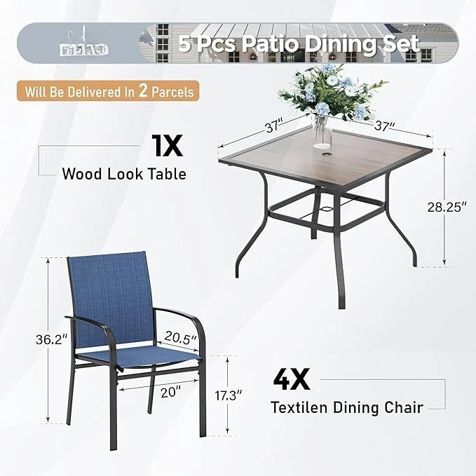 Outdoor Patio Dining Set For Four With Umbrella Hole