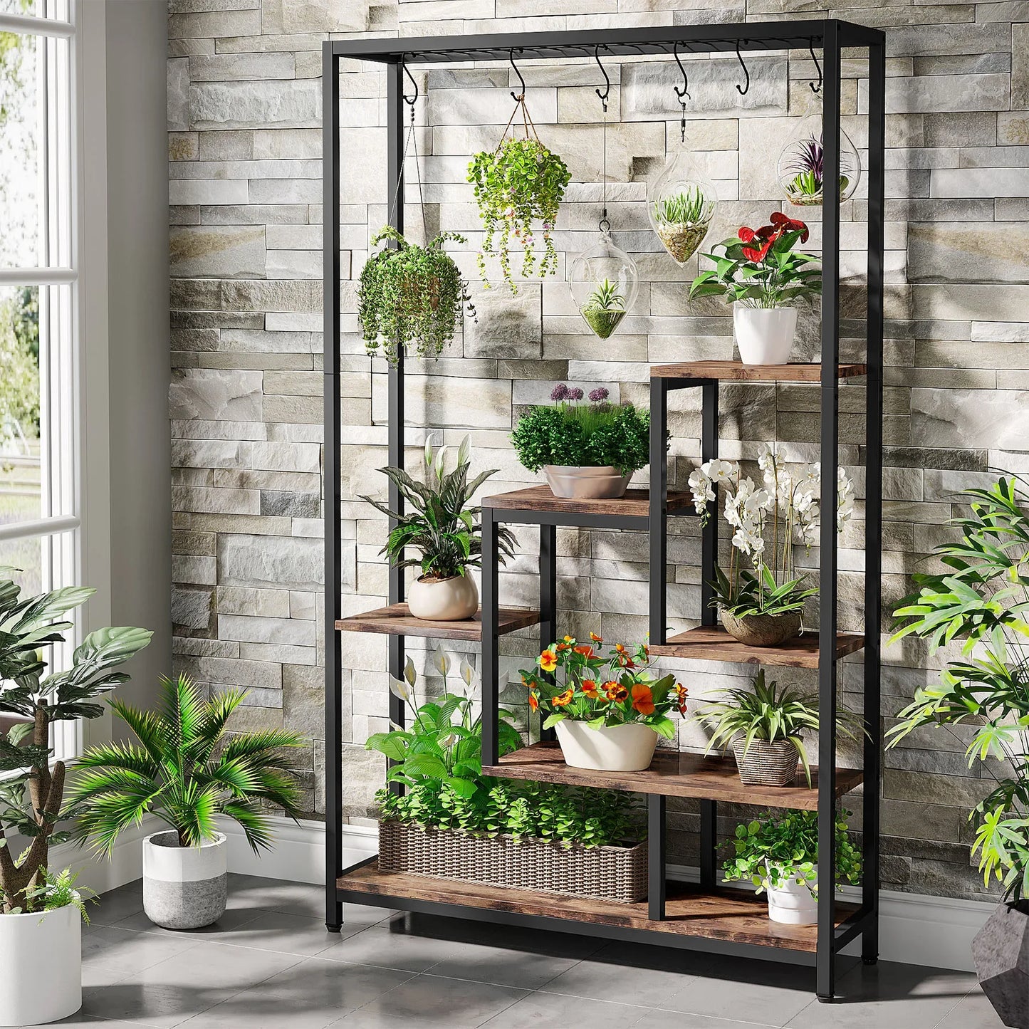 Tribesigns 5 Tier Indoor Plant Stand With Hanging Hooks