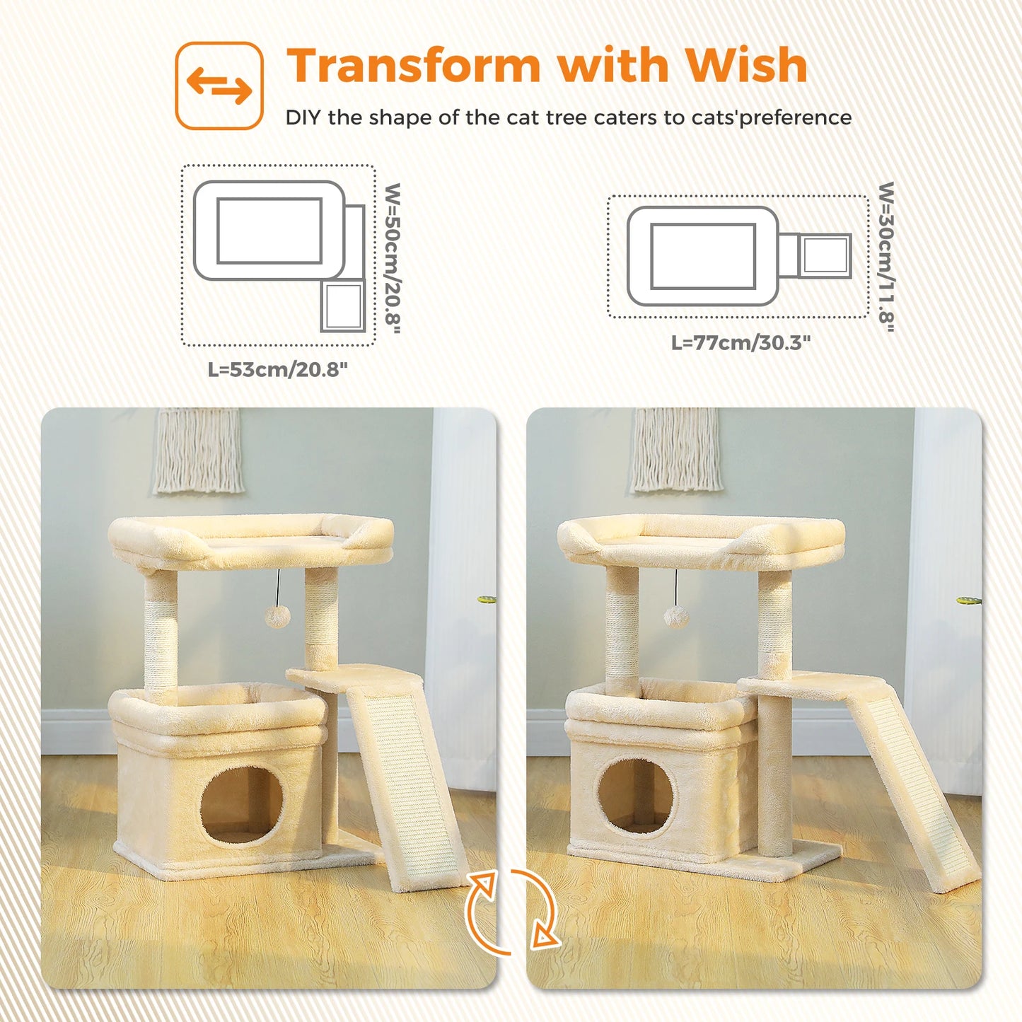 PAWZ Road Cat Tree Tower With Sisal Scratching Post