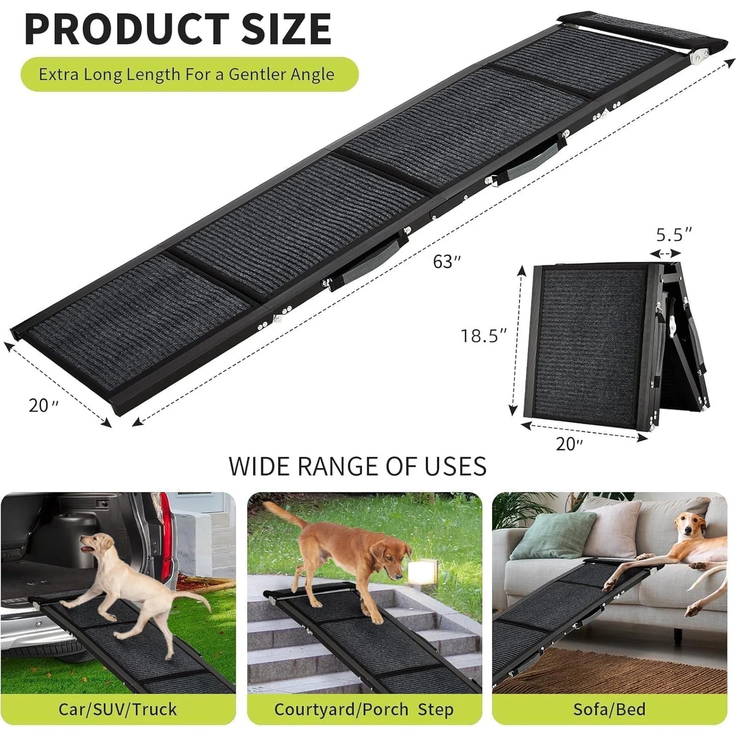 HiMISSDog Car Ramp For Large Dogs With Non Slip Surface