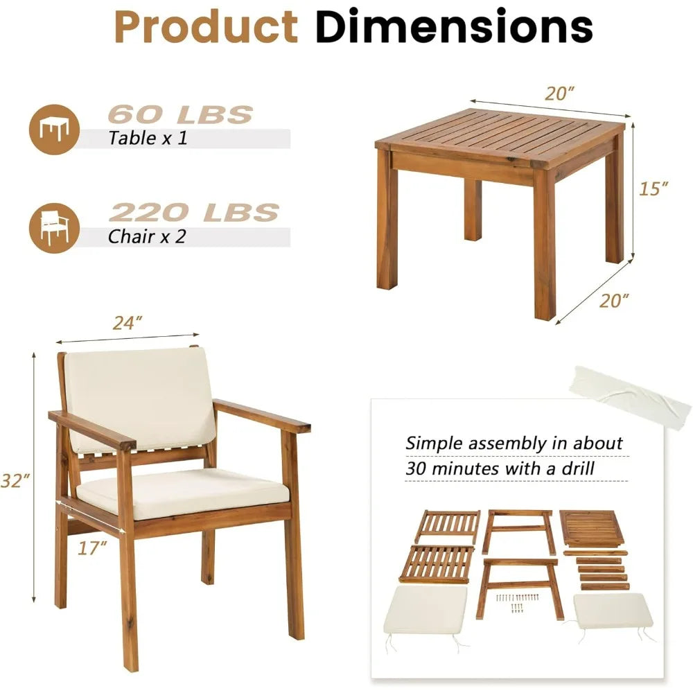 Acacia Wood Outdoor Patio Furniture Set With Coffee Table Cushions