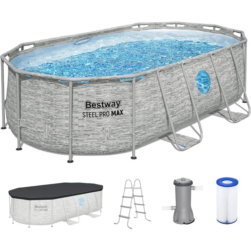 Bestway Power Steel Swim Vista Above Ground Pool Oval