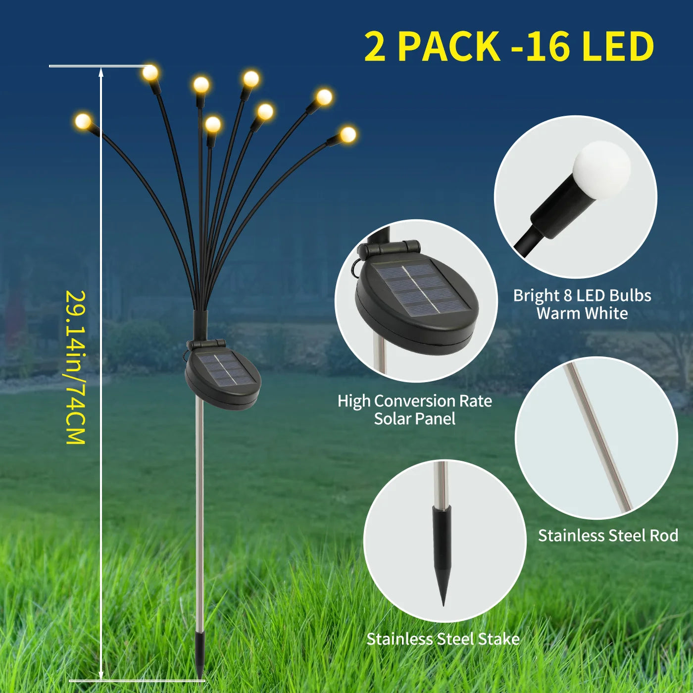 Solar Firefly LED Garden Lights Waterproof Outdoor Decor
