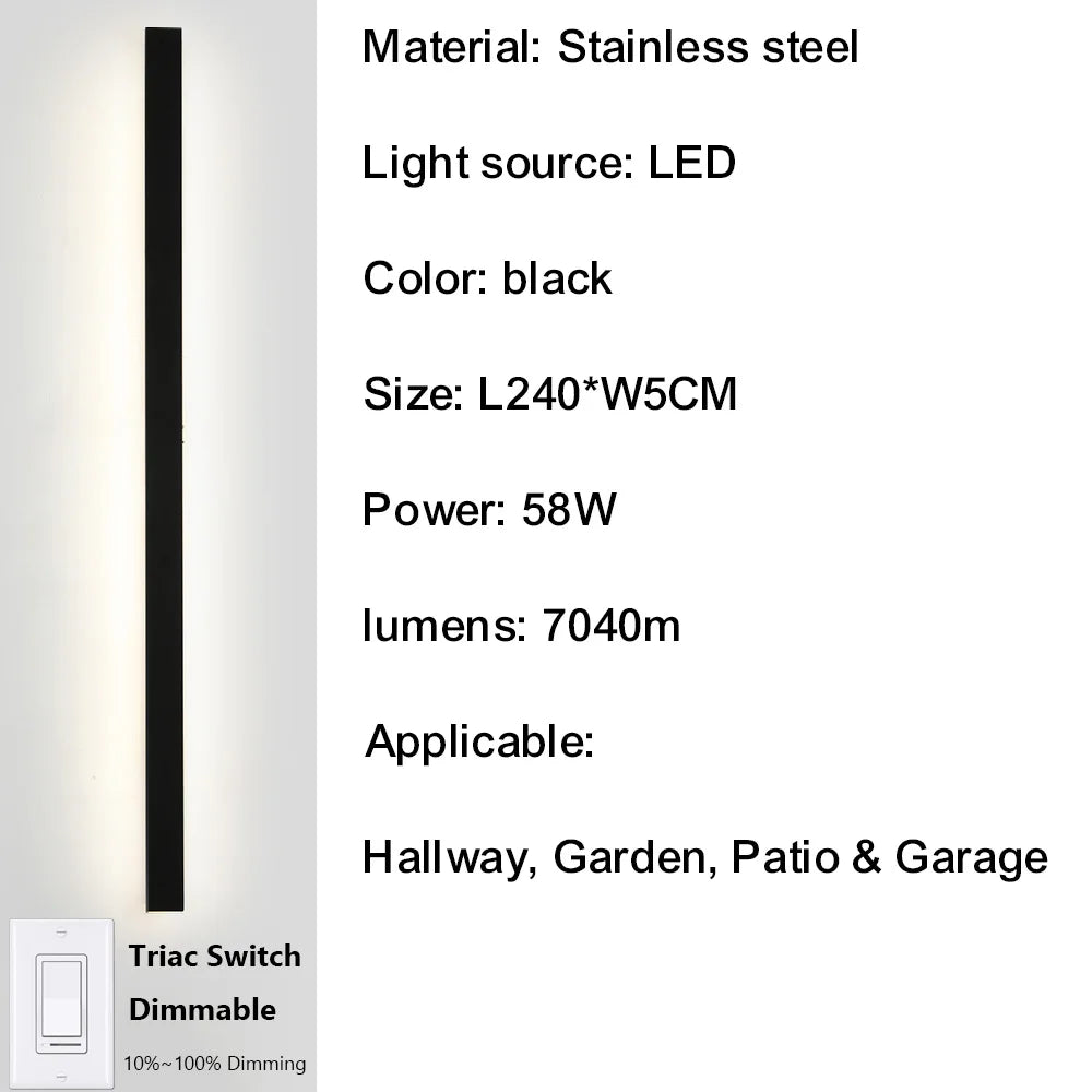 IISINUO Outdoor Porch Wall Light Stainless Steel IP67 Waterproof Dimmable