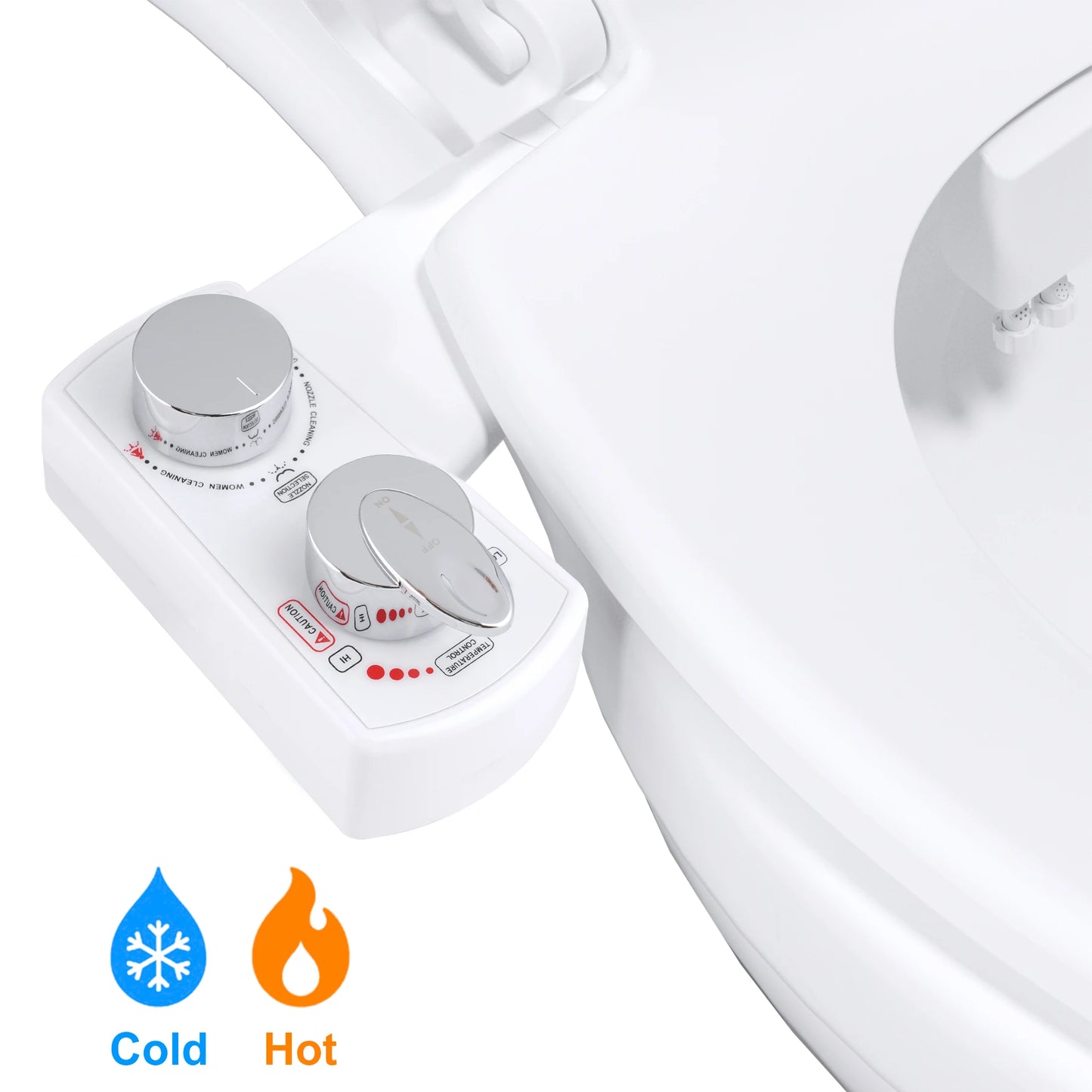 Hibbent Bidet Attachment With Hot Cold Water Spray Dual Nozzle