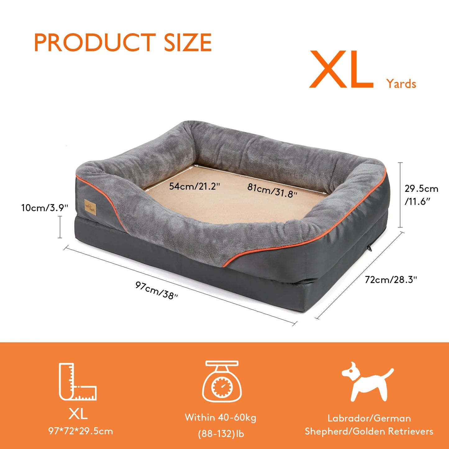 BINGOPAWCN Hypoallergenic Dog Bed With Removable Washable Cover