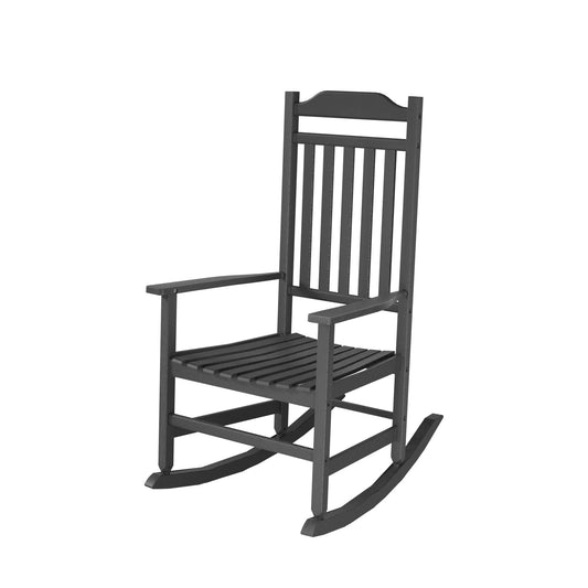 Weatherproof Resin Porch Rocking Chair Wood Grain Outdoor Rocker