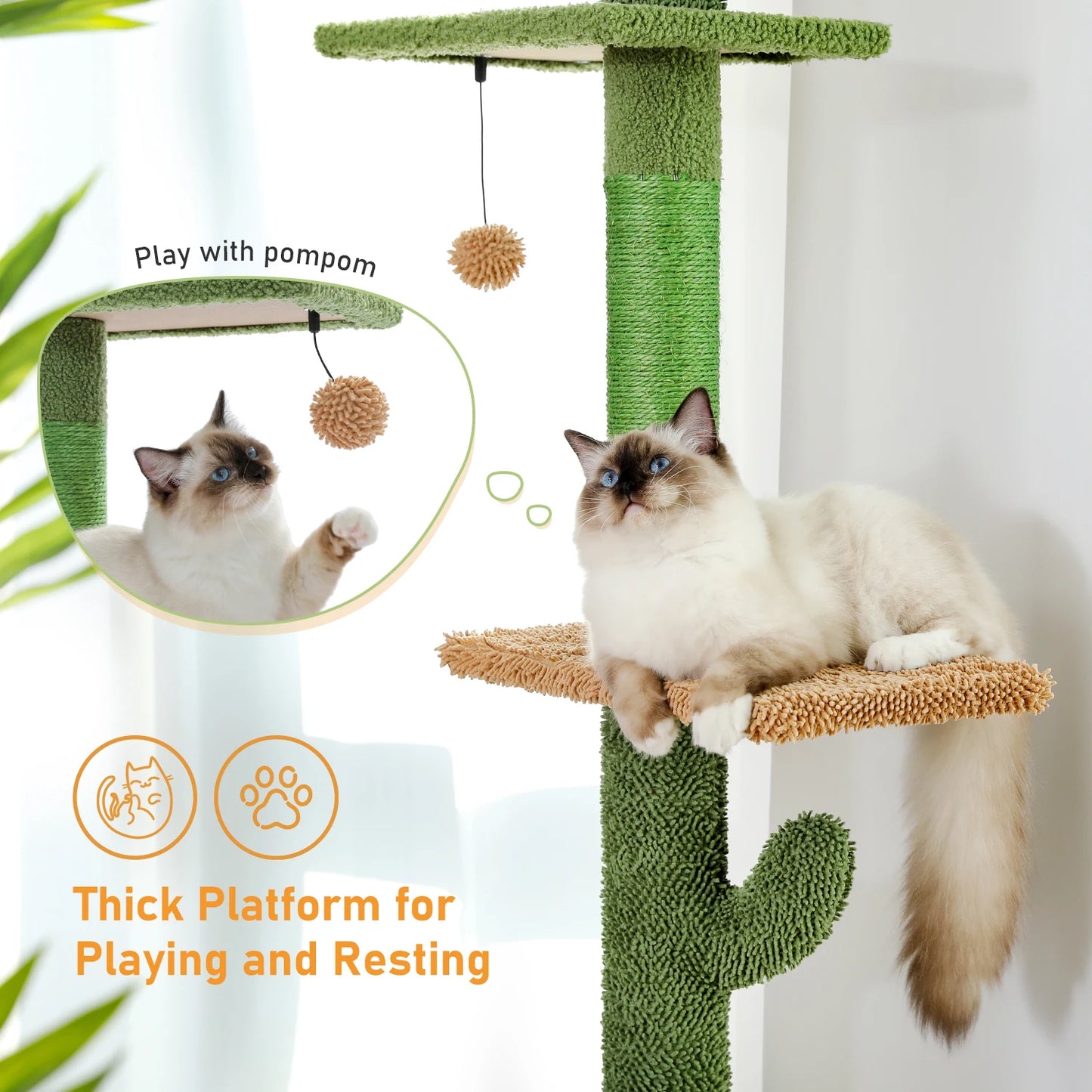 PAWZ Road Cat Tree 5 Tier Floor To Ceiling Climbing Tower For Indoor Cats