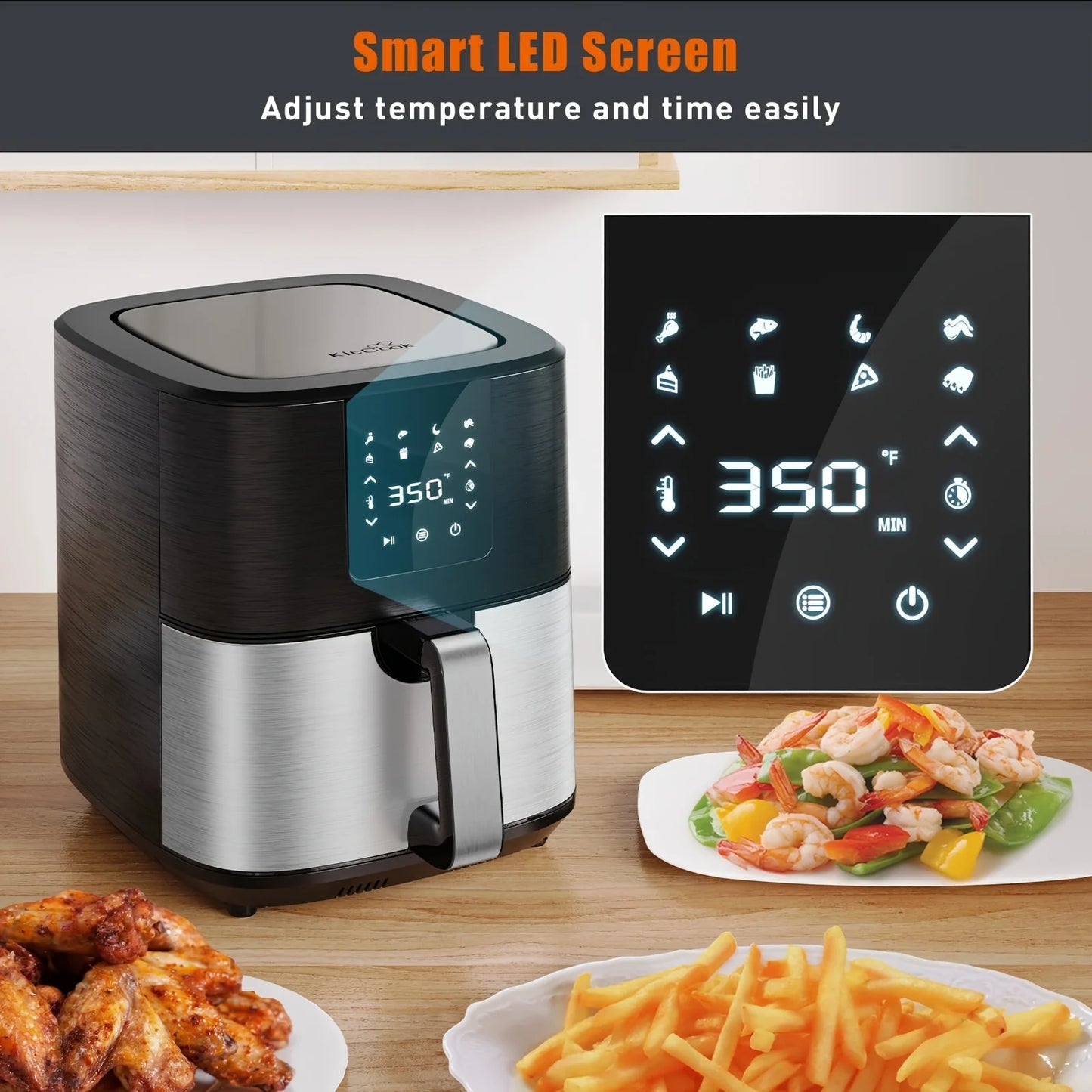 KitCook 1500W Air Fryer With 8 Presets And Digital Display