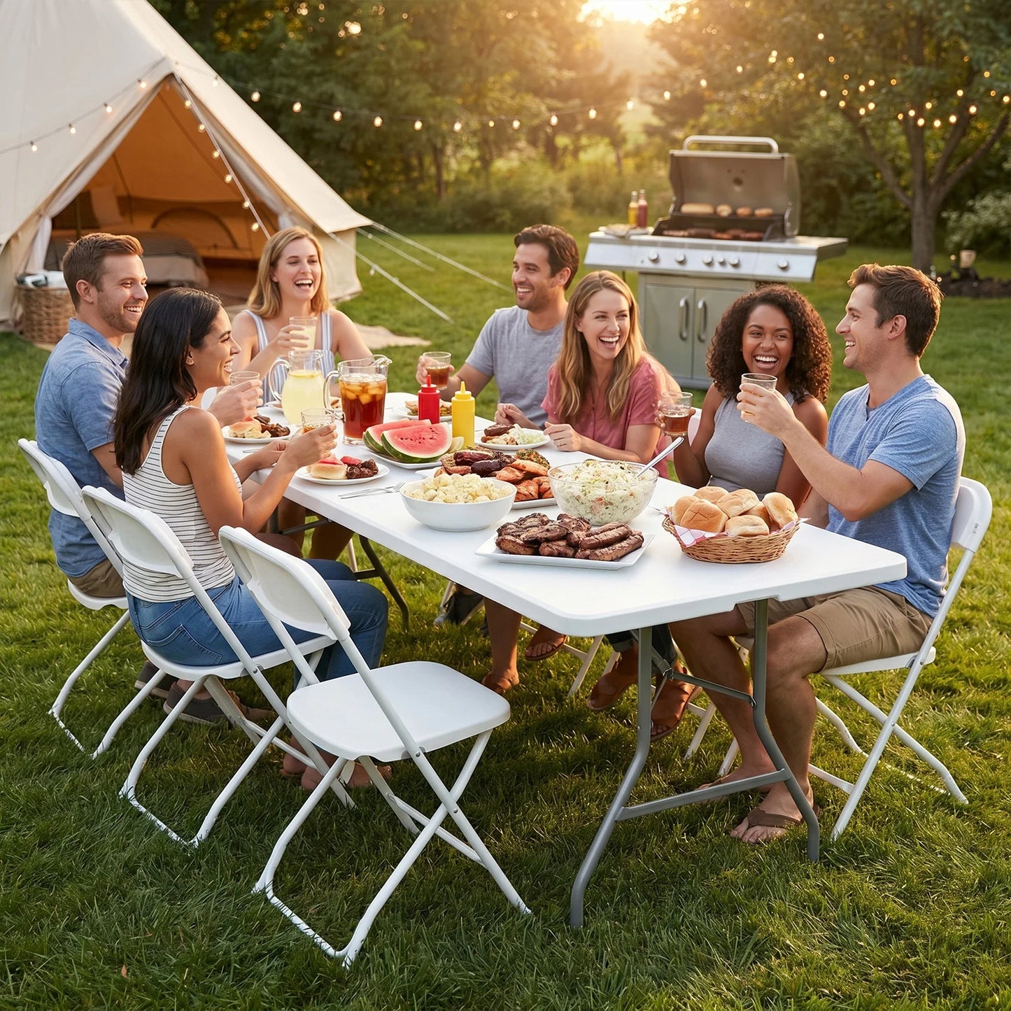JHK Heavy Duty Portable Folding Table for Outdoor Indoor Use
