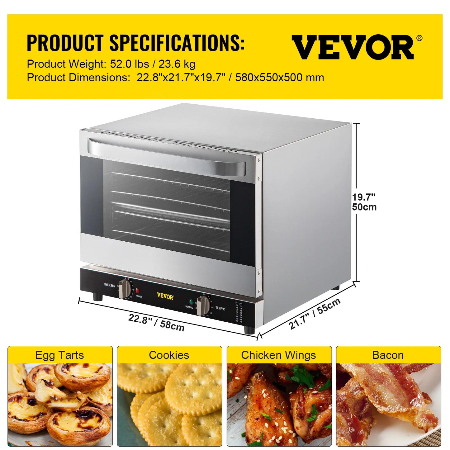 SucceBuy Commercial Convection Countertop Oven For Pizzas And Breads