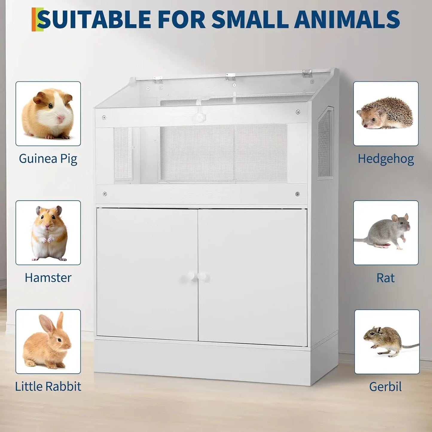 HiMISS Acrylic Pet Cage With Storage Cabinet Ventilated