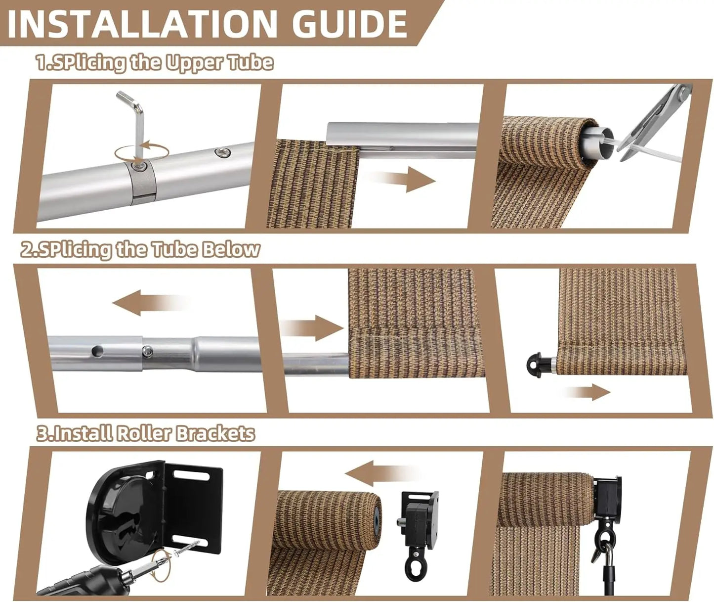 Cordless Outdoor Roller Shade UV Blocking Privacy Screen