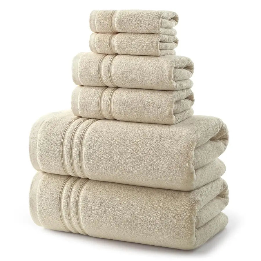 6 Piece Luxury Bath Towel Set 100 Percent Cotton Towels