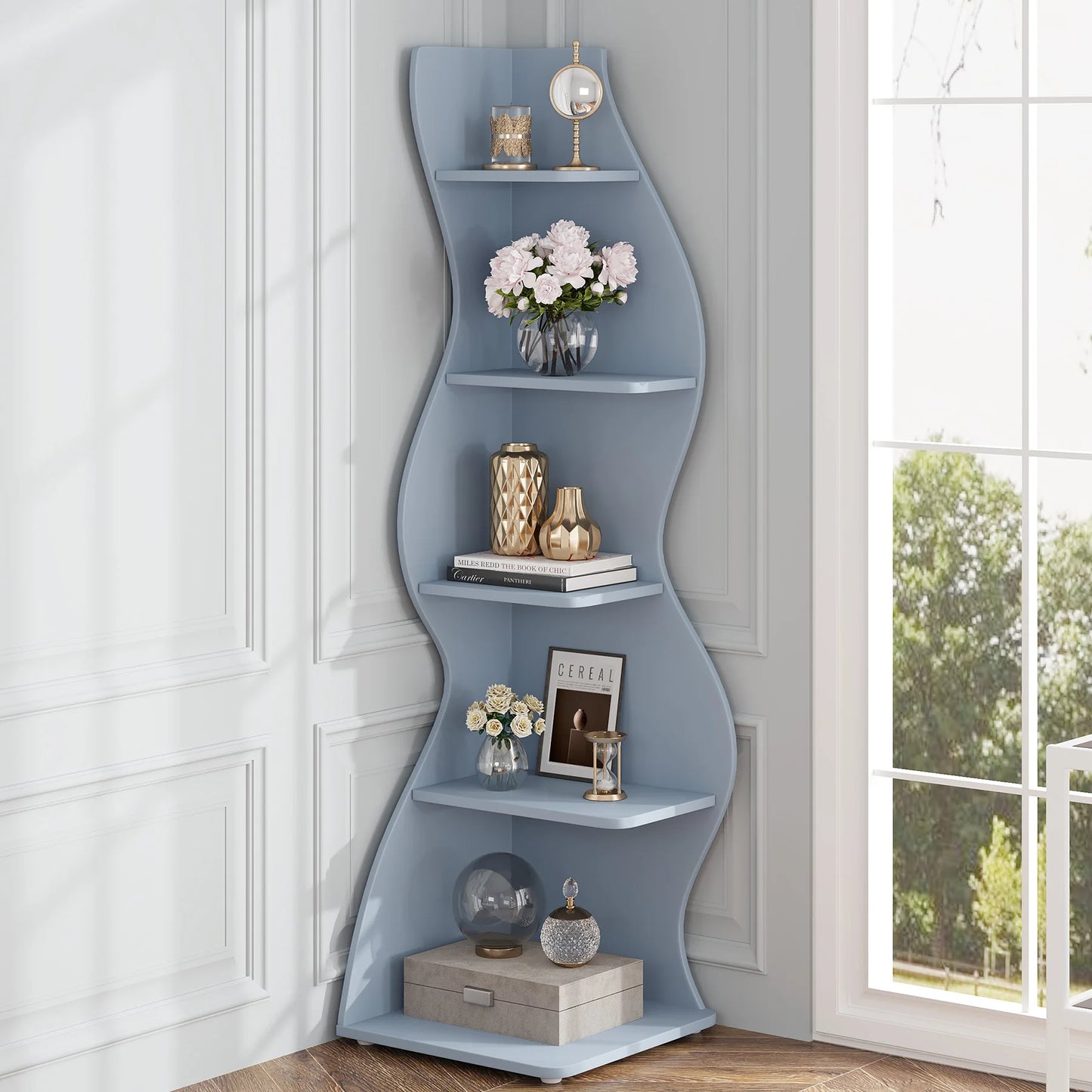Tribesigns 5-Tier Corner Shelf Wall Mount Bookshelf
