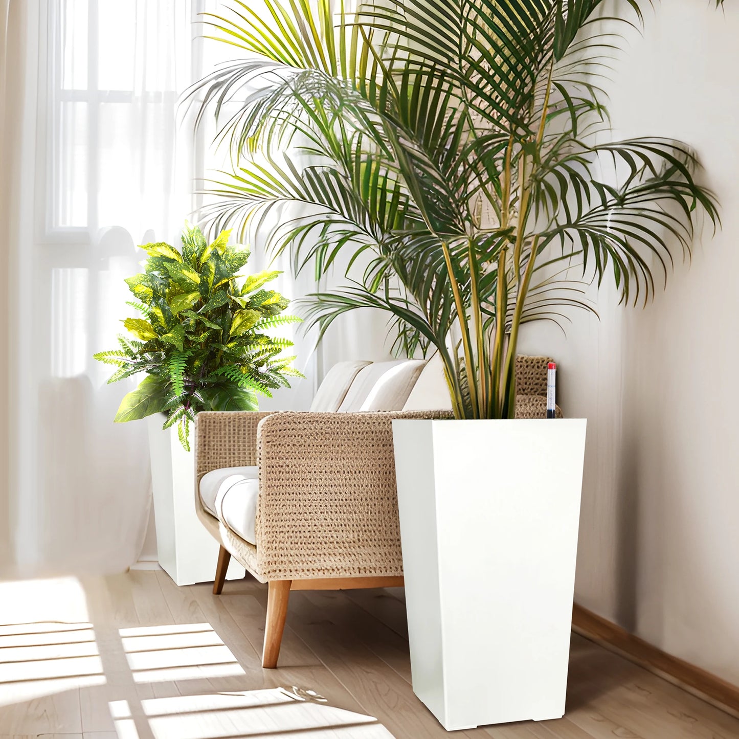 Two Piece Indoor Outdoor Planter Pots With Drainage Auto Watering