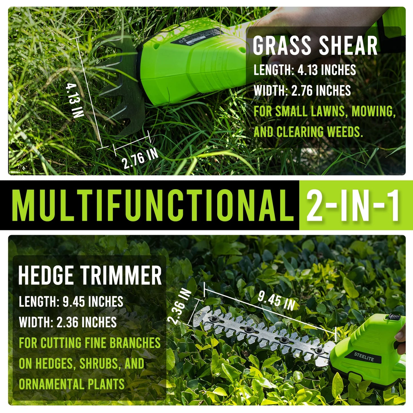 Deli Cordless Hedge Trimmer 21V Electric Handheld Grass Shear