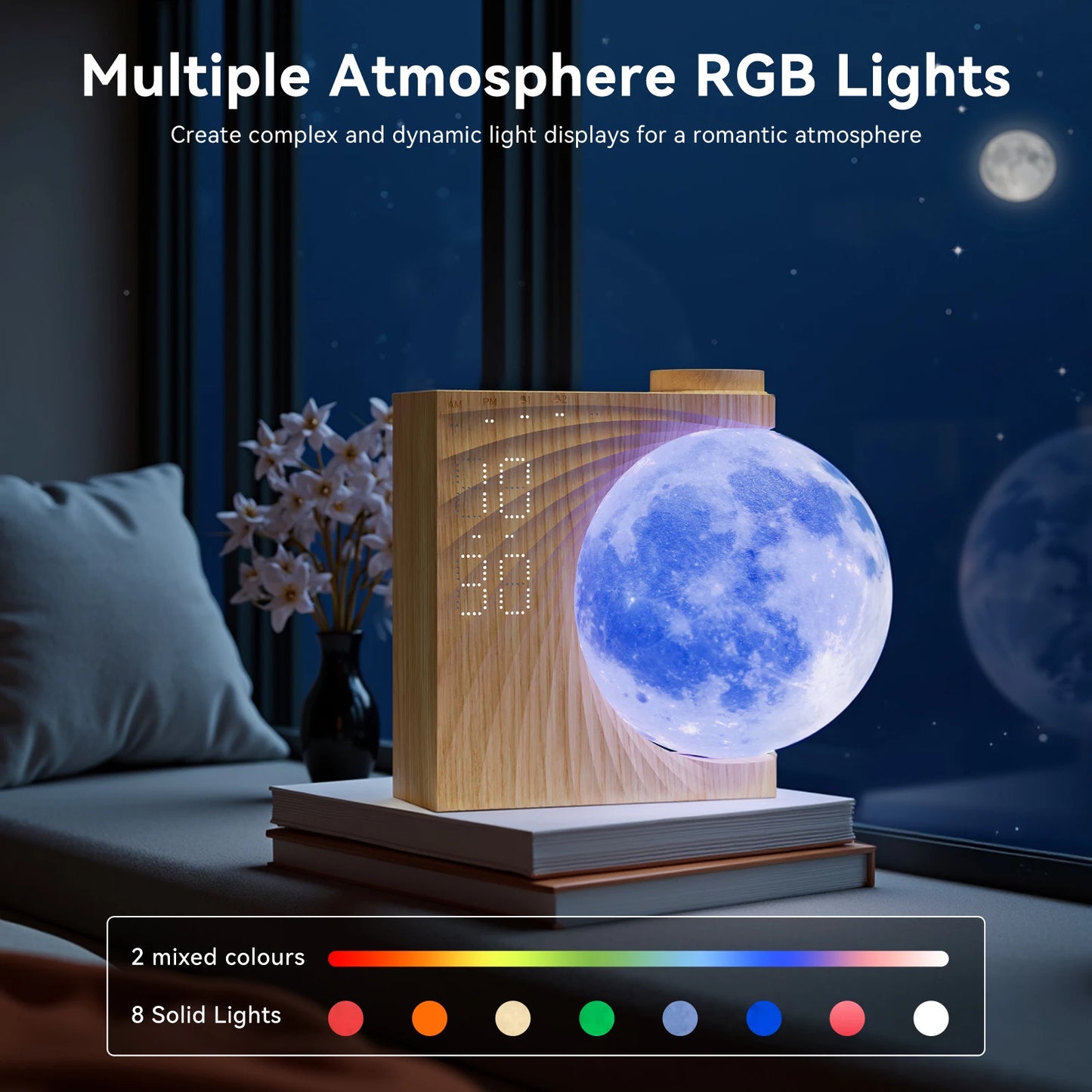 RETEYUNG Sunrise Alarm Clock For Heavy Sleepers With Moon Light