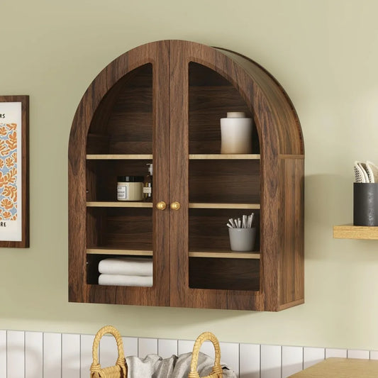Arched Bathroom Wall Cabinet With Acrylic Doors Farmhouse Style