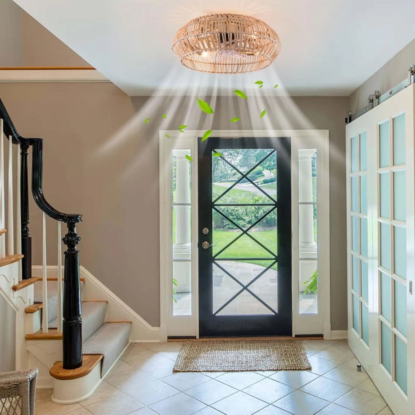 Bymaocar Boho Caged Ceiling Fan with Light and Remote