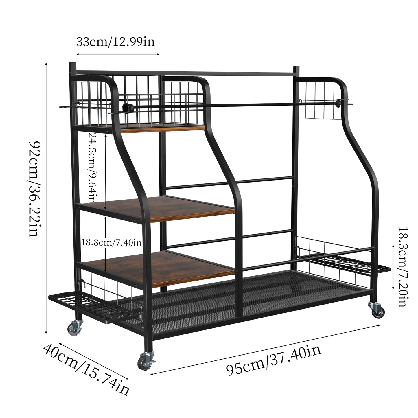 Metal Rolling Golf Bags Storage Rack With Wheels Organizer