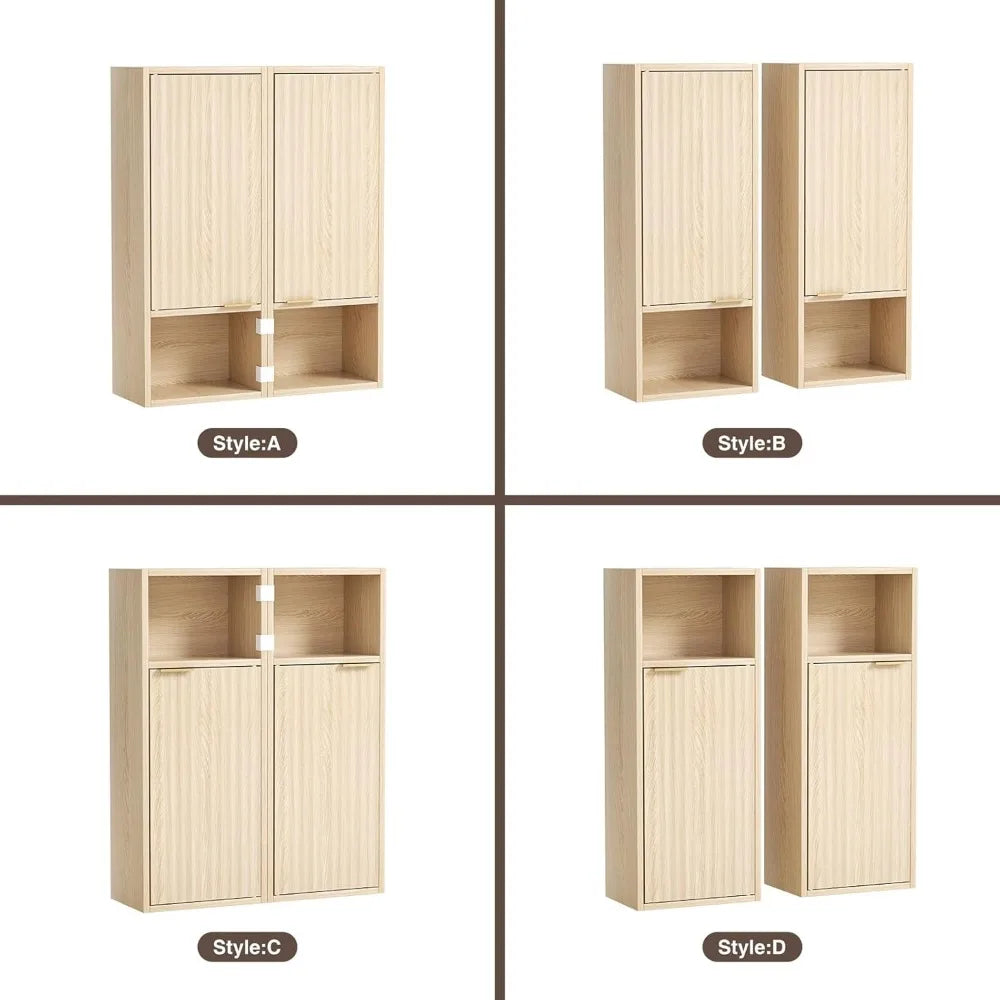 Oak Linen Tower Bathroom Storage Cabinet