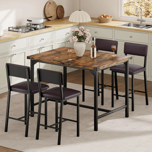HiMISS 5Piece Dining Table Set With Bar Table And Chairs