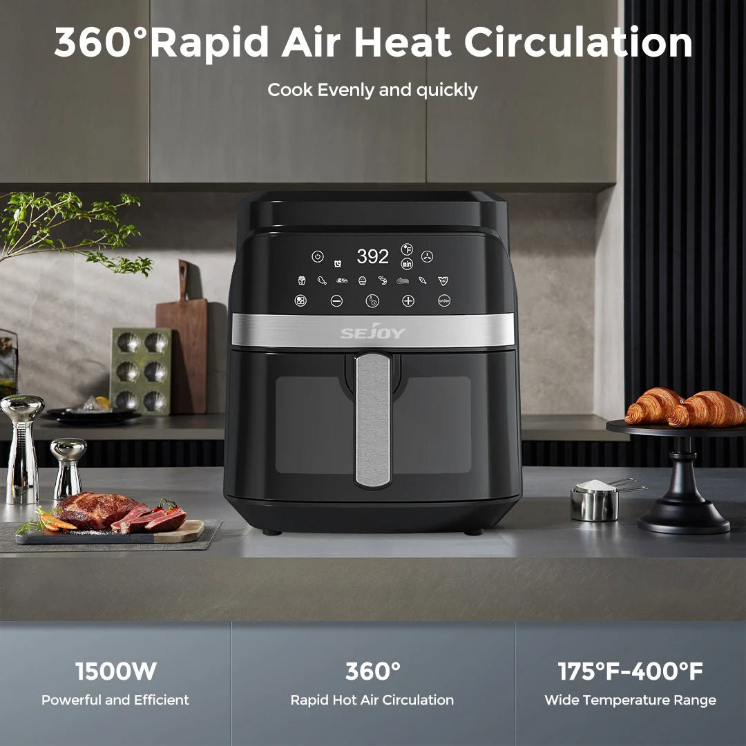 Sejoy 8 In 1 Air Fryer With Premium Ceramic Coating For Even Cooking