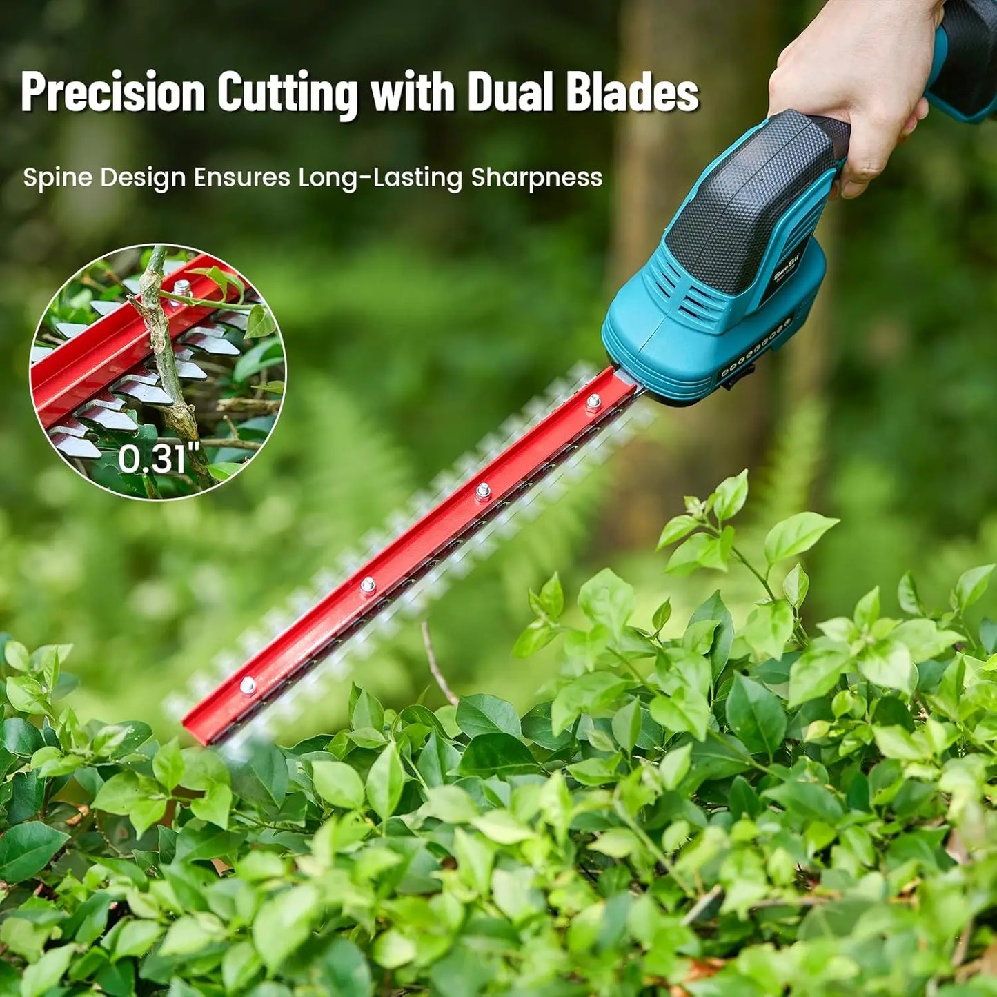Seesii 3-in-1 Cordless Pole Hedge Trimmer