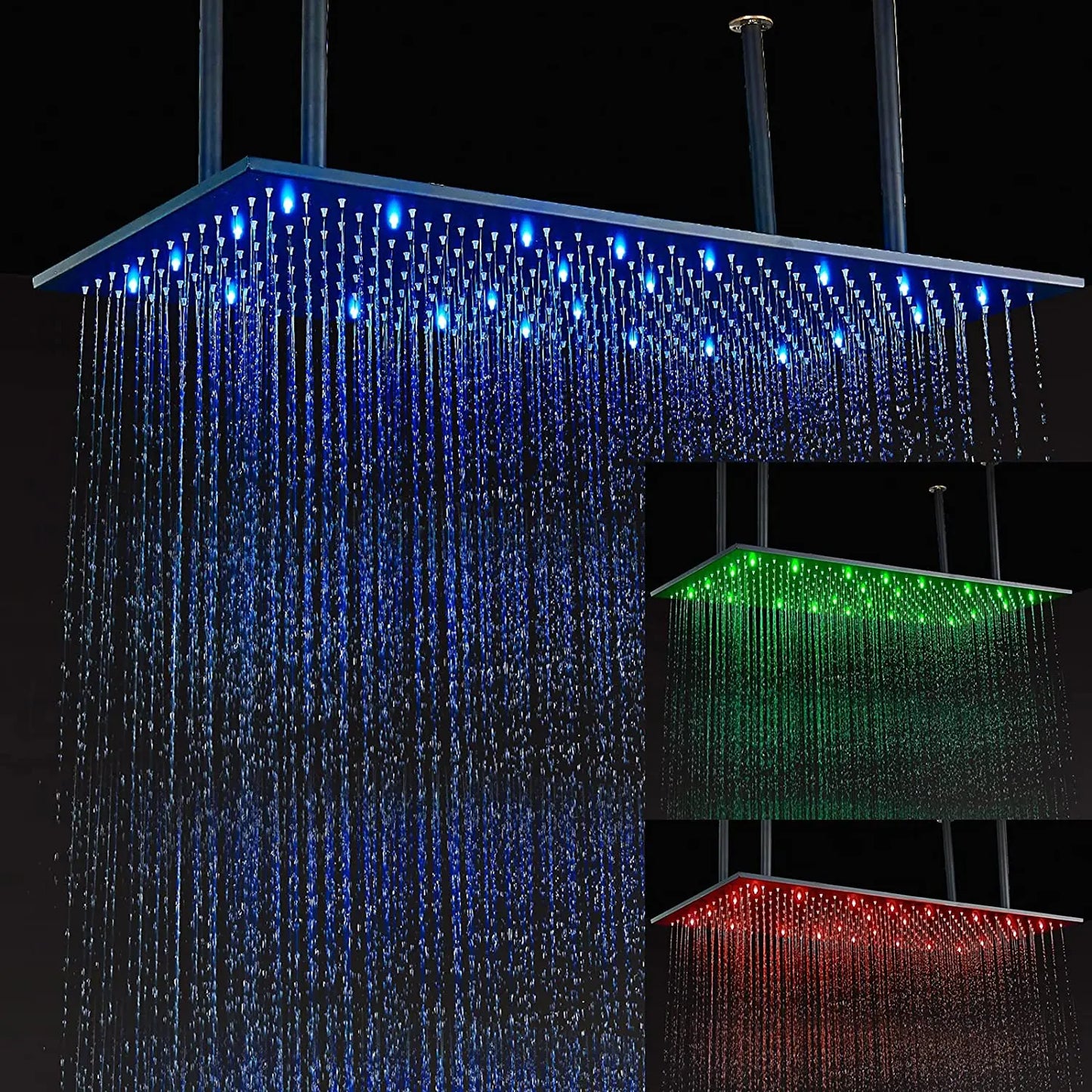 MYQualife LED Rainfall Shower Head With Changing Lights Ceiling Mounted