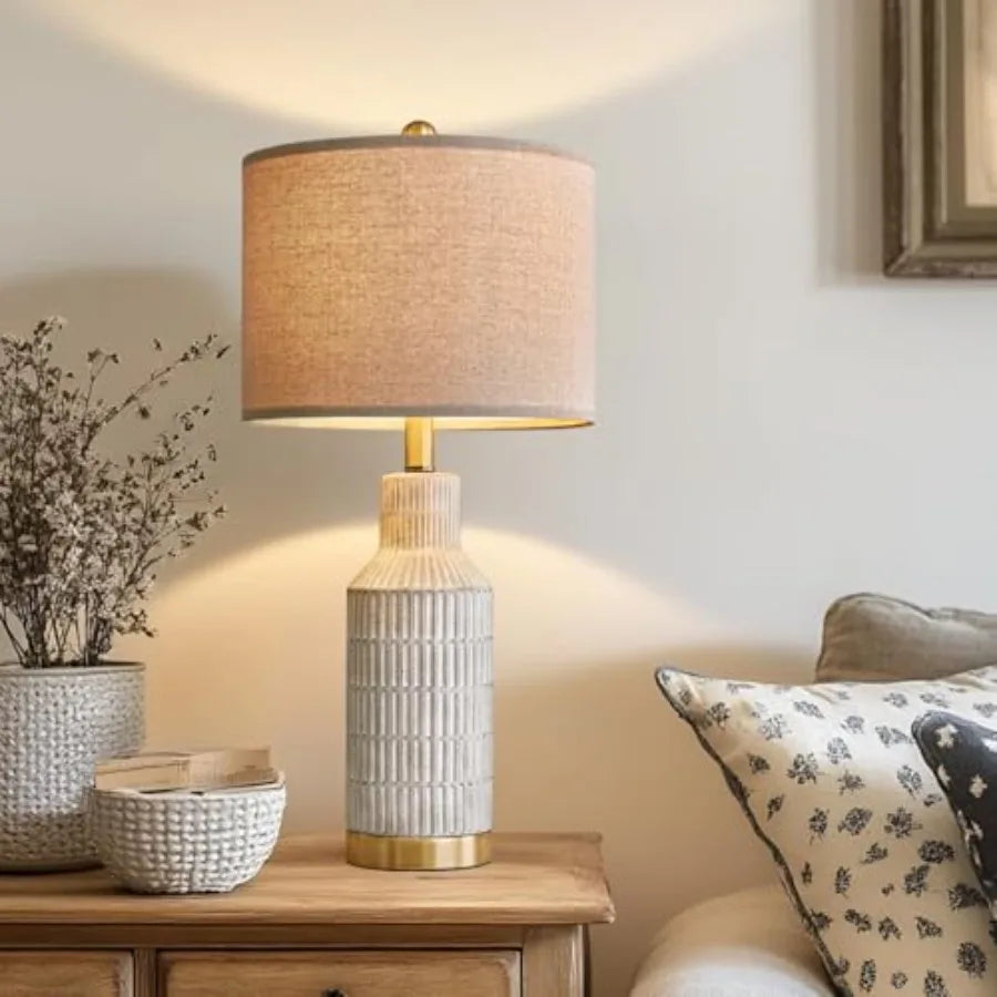 Modern Ceramic Bedside Lamps Pair For Living Room Decor
